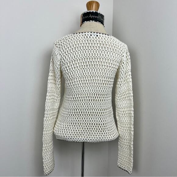 Suncoo Ivory Long Sleeve Zip Up Knit Sweater Cardigan Size T1= Small (328) - Picture 8 of 11